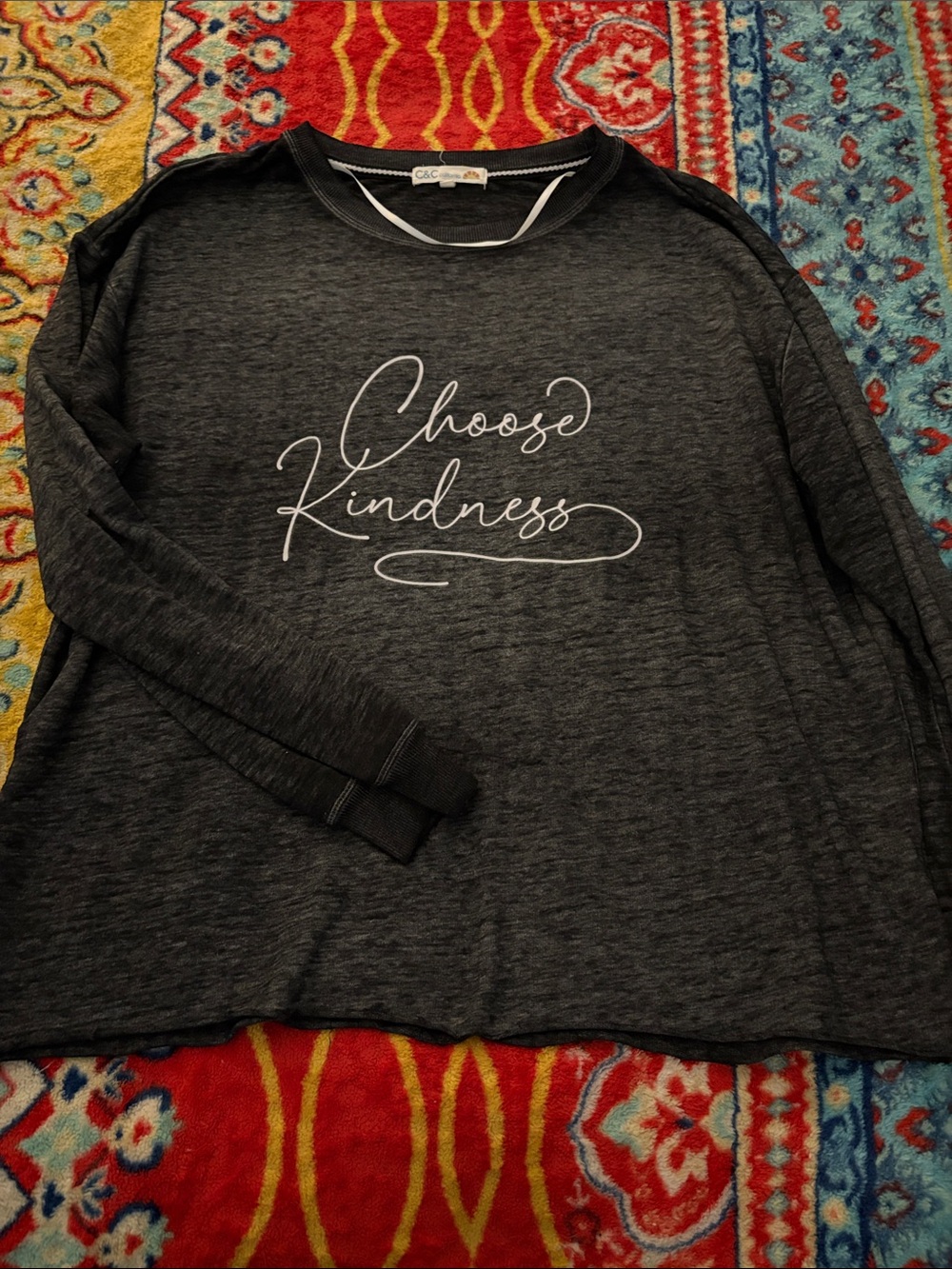 C&C California Charcoal Ribbed Crewneck Top
